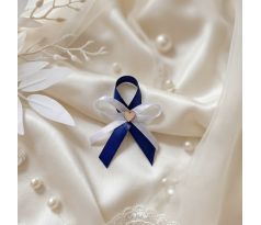 Svatební vývazek jednoduchý se srdíčkem královsky modrý