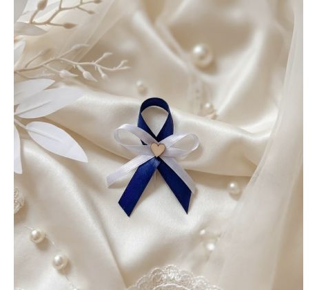 Svatební vývazek jednoduchý se srdíčkem královsky modrý