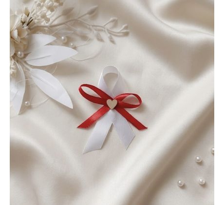 Svatební vývazek jednoduchý se srdíčkem červený