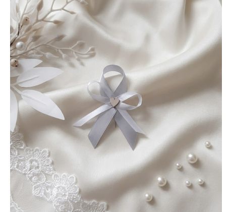 Svatební vývazek jednoduchý se srdíčkem stříbrný