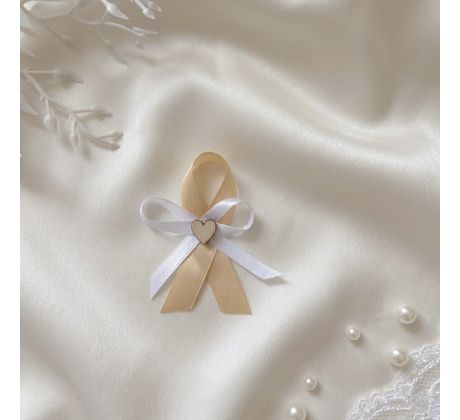 Svatební vývazek jednoduchý se srdíčkem zlatý