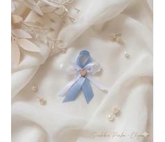 Svatební vývazek jednoduchý se srdíčkem modrý