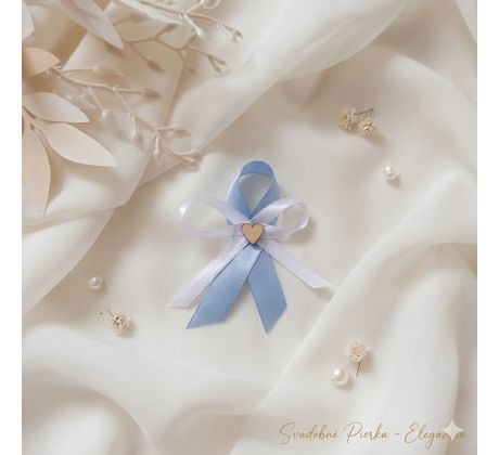 Svatební vývazek jednoduchý se srdíčkem modrý