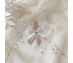 Svatební vývazek jednoduchý se srdíčkem kávový