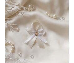 Svatební vývazek jednoduchý se srdíčkem krémový