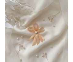 Svatební vývazek jednoduchý se srdíčkem výrazně zlatý