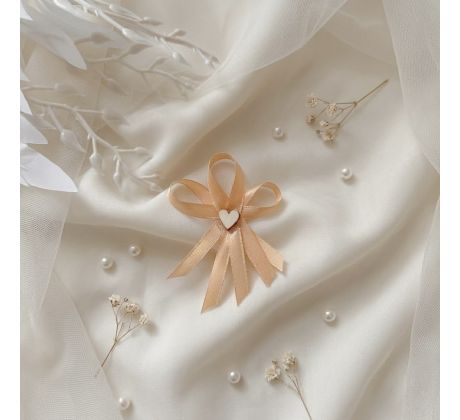 Svatební vývazek jednoduchý se srdíčkem výrazně zlatý