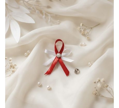 Svatební vývazek jednoduchý s ozdobou červený