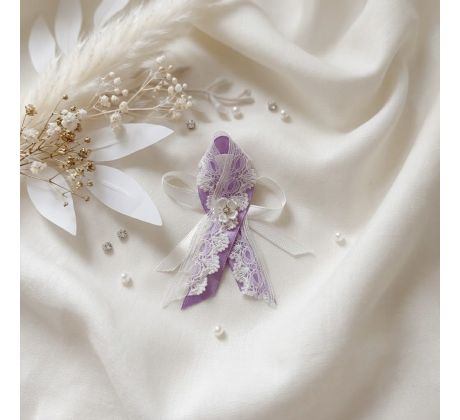 Svatební vývazek zdobený fialový 1