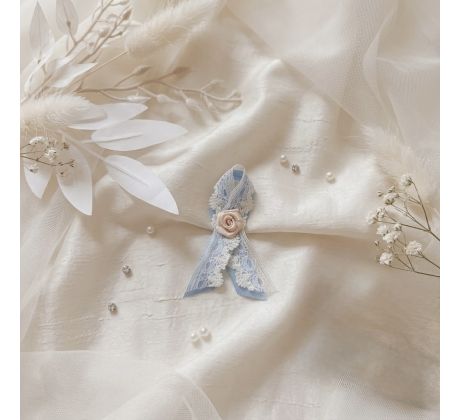 Svatební vývazek zdobený modrý 1