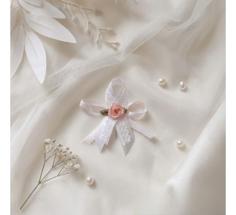 Svatební vývazek zdobený růžový 4