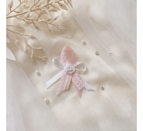 Svatební vývazek zdobený růžový 3