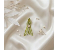 Svatební vývazek zdobený zelený 2