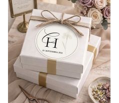 Svatební nálepky s vlastním textem Bílý květ