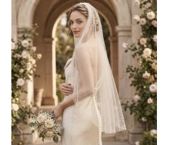 Krátky svatební závoj pro nevěstu