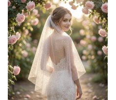 Krátky svatební závoj pro nevěstu