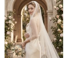 Dlouhý svatební závoj pro nevěstu